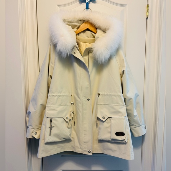 [Sold] Real Fox and Rabbit Fur Lined Jacket Parka - Picture 1 of 10